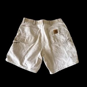 Vintage 90's Carhartt Carpenter Shorts Sz 32 Light Brown Faded Distressed